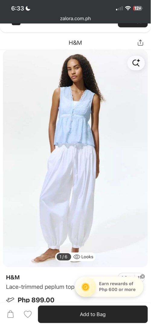 Blue Lace Top (Category: Sleeveless) located in Cebu City. Submitted by leighreina78606 (Listing ID 1471055667, Image 2). Description: H&M blue laced top brand new xs-s Cebu City.