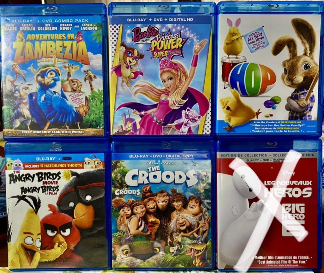 Blu-ray Sale! (Category: CDs & DVDs) located in Angeles City. Submitted by lensongsong (Listing ID 1471034015, Image 1). Description: Discs in excellent condition USA/Canada 1. Adventures in Zambizia - Bluray + DVD - Php300.00 2. Barbie in Princess Power Bluray + DVD - Php300.00 3. HOP Includes All New Mini Movie - P300.00 4. Angry Birds The Movie - Php250.00 5. The Croods - Bluray +'DVD - P300.00 .