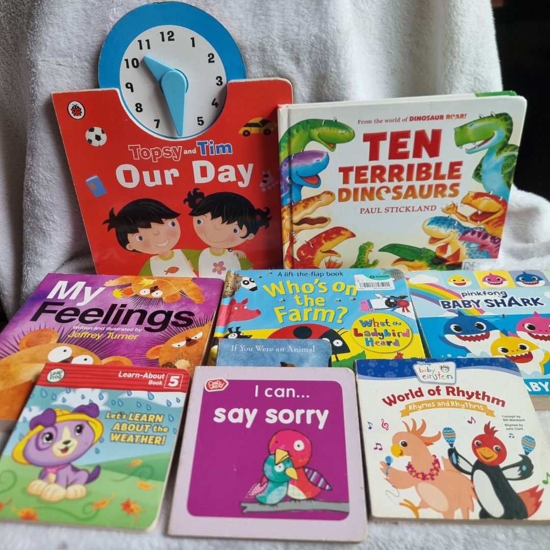 Boardbook bundle of 9 (Category: Children's Books) located in Taguig. Submitted by mayor_vito (Listing ID 1470933271, Image 1). Description: ✨️BOARDBOOK BUNDLE OF 8✨️ 5 big 4 small 🔖For take-all only, P450 LAST PRICE NA PLEASE can send video MOP: Payment 1st thru GCash, Maribank or BPI MOD: SCO, TCO, any Loc: Taguig City.