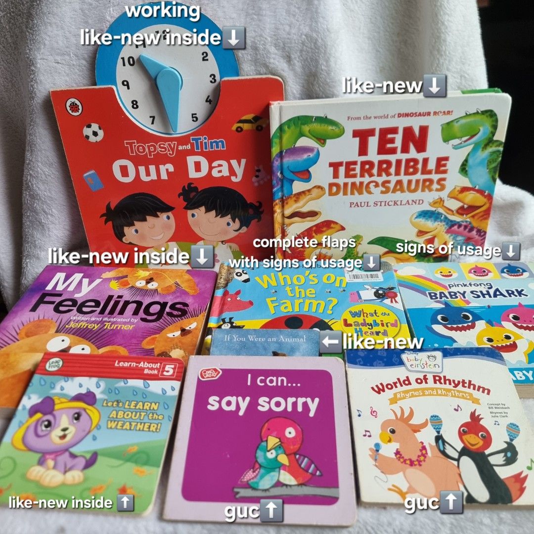 Boardbook bundle of 9 (Category: Children's Books) located in Taguig. Submitted by mayor_vito (Listing ID 1470933271, Image 3). Description: ✨️BOARDBOOK BUNDLE OF 8✨️ 5 big 4 small 🔖For take-all only, P450 LAST PRICE NA PLEASE can send video MOP: Payment 1st thru GCash, Maribank or BPI MOD: SCO, TCO, any Loc: Taguig City.