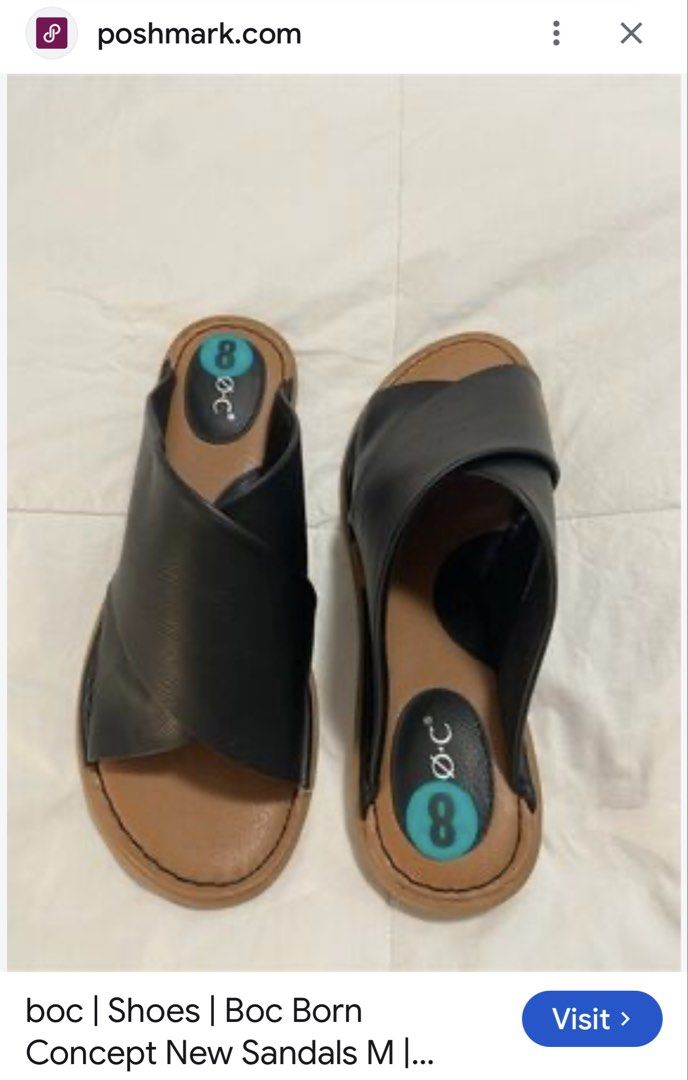 B.O.C. (Born Concept) Slides (Category: Sneakers & Footwear) located in Quezon City. Submitted by arterg (Listing ID 1470933924, Image 2). Description: Born Concept Sandals Store bought at Nordstroms Mar 2026 Black Crossover Sandals Very comfy and the leather is so soft.
