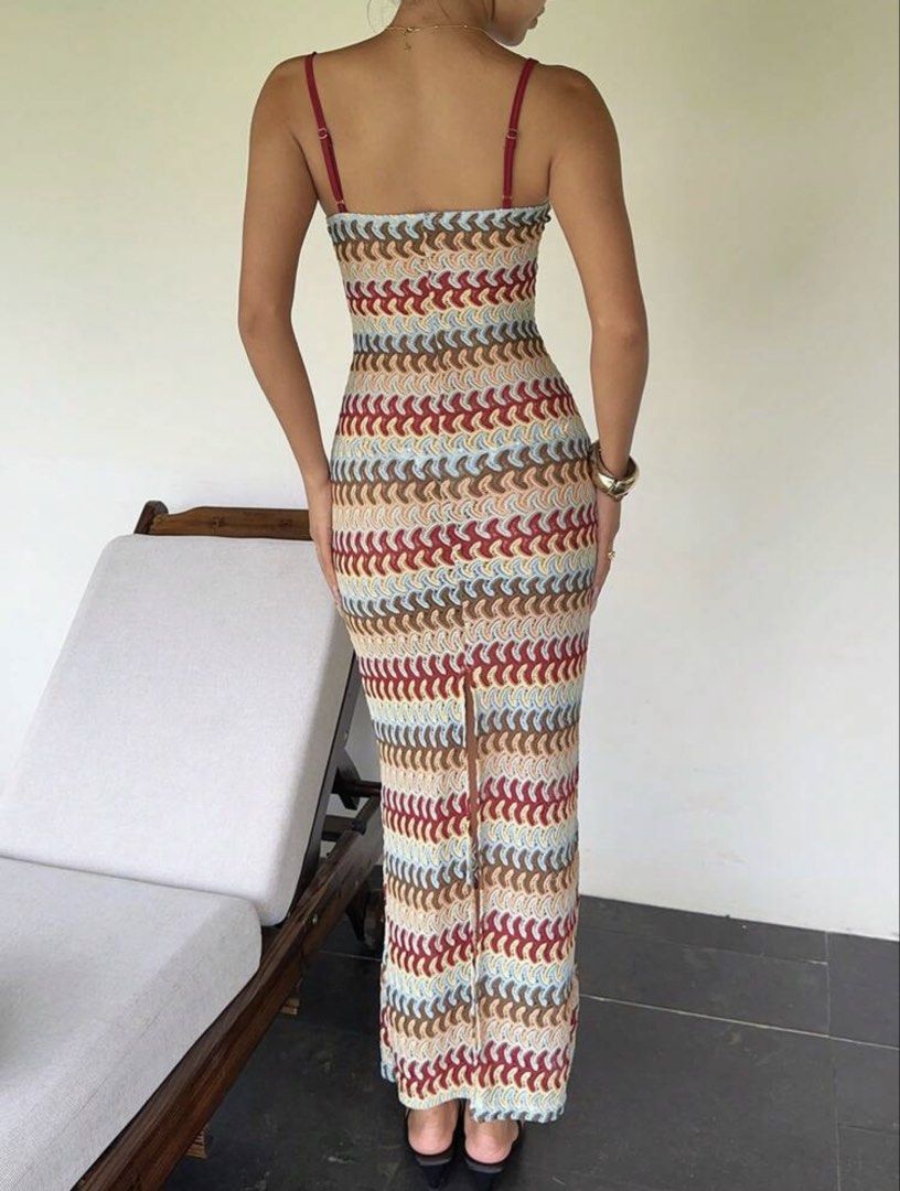 Boho Crochet Pattern Midi Dress Spaghetti Strap (Category: Dresses) located in Manila. Submitted by anj-preloveditems (Listing ID 1471053232, Image 3). Description: SUMMER DRESS!! Size: SMALL ✅ BRAND NEW MOP: Maya / Gcash MOD: Lalamove (shouldered by buyer).