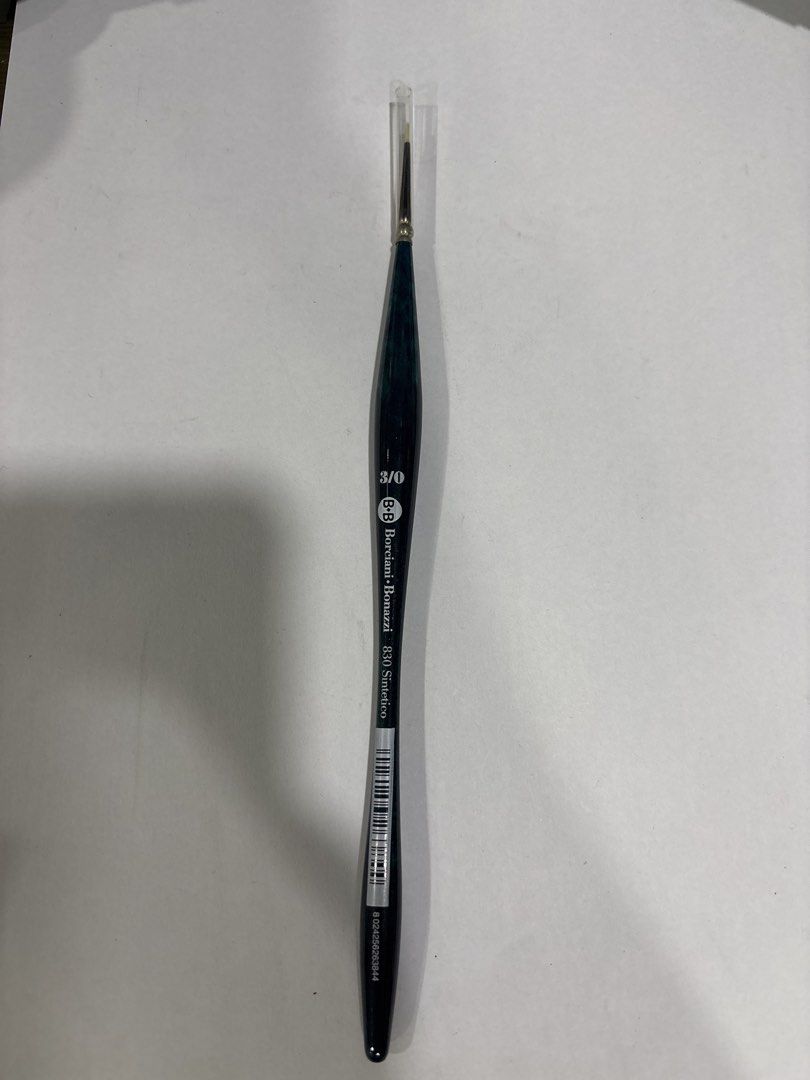 Borciani e Bonazzi 830 Sintetico 3/0 Paintbrush (Category: Craft Supplies & Tools) located in Mandaluyong City. Submitted by clothescarousel (Listing ID 1471054019, Image 1). Description: - Brand/Model: Borciani e Bonazzi 830 Sintetico - Size: 3/0 (extra small) - Bristles: High-quality synthetic - Handle: Ergonomic long dark green handle - Protection: Includes a clear protective cap for the tip - Best For: Fine detail work, miniatures, and delica