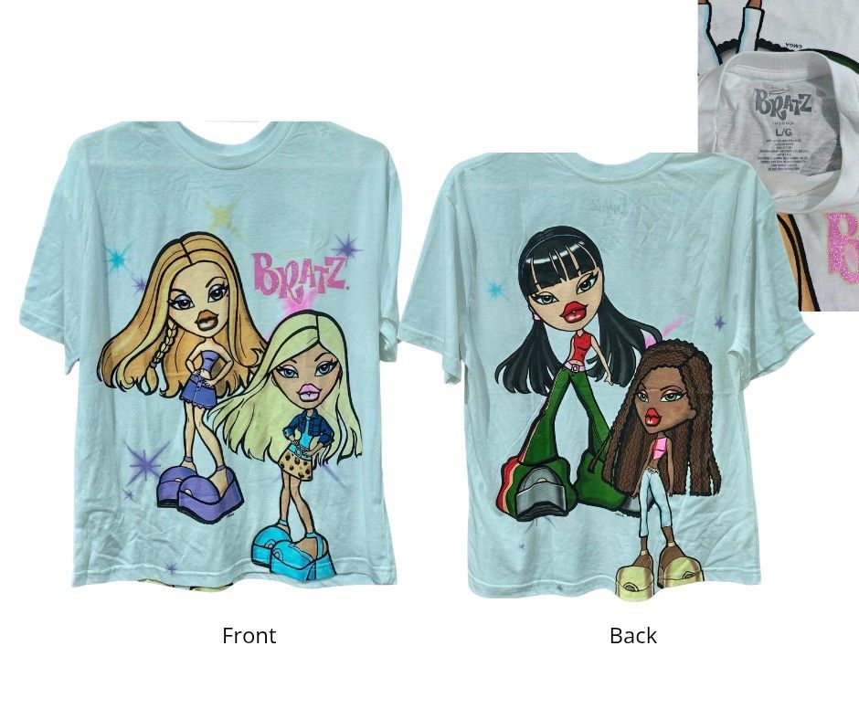 Bratz White T-shirt - Med -Semi Large (Category: Shirts) located in Mariveles. Submitted by hl.reyrfinds (Listing ID 1471089953, Image 1). Description: Bratz White T-shirt - Medium - Semi Large W21, L25 in Payment first. MOD: JnT.