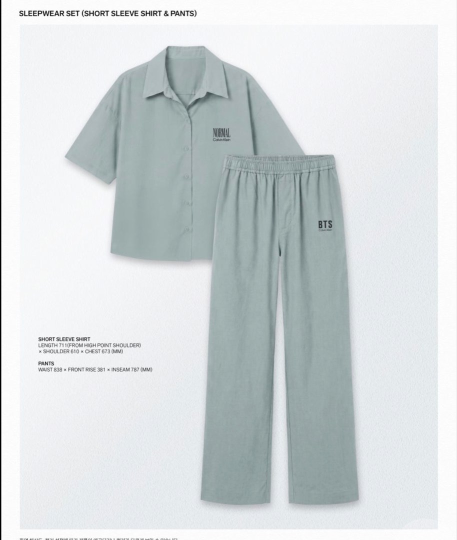 BTS Arirang x Calvin Klein Sleepwear Set Merchandise, Women's Fashion ...