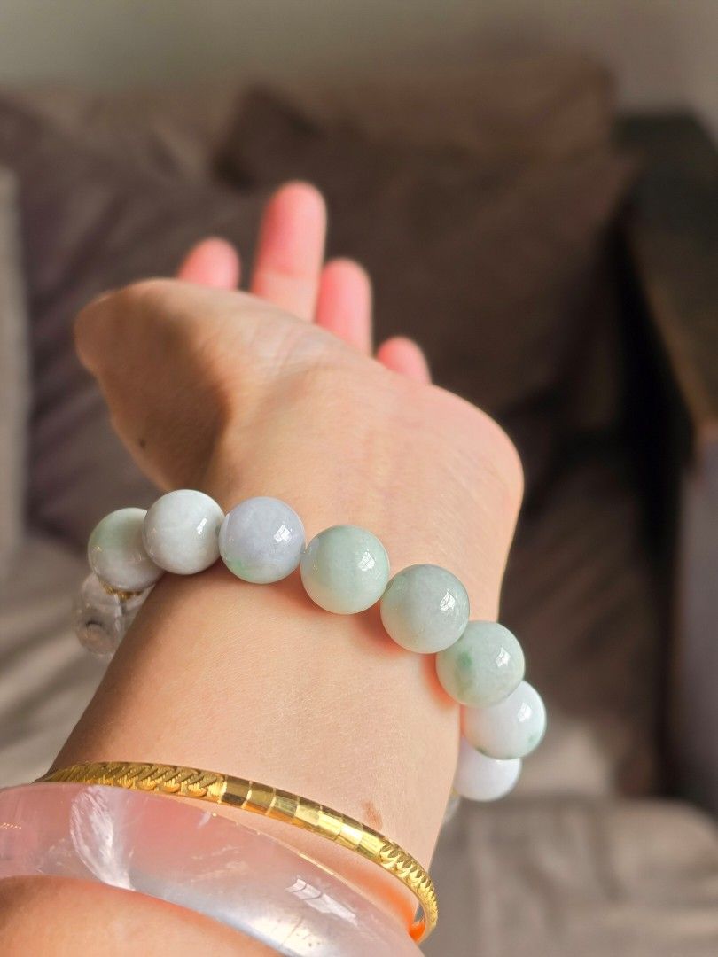 Burma jadeite Jade flower bracelet (Category: Bracelets) located in Manila. Submitted by cavalierdolls (Listing ID 1470955616, Image 2). Description: Diy Burma jadeite Jade Bracelet 12mm beads with 15mm clear quartz lucky turn..