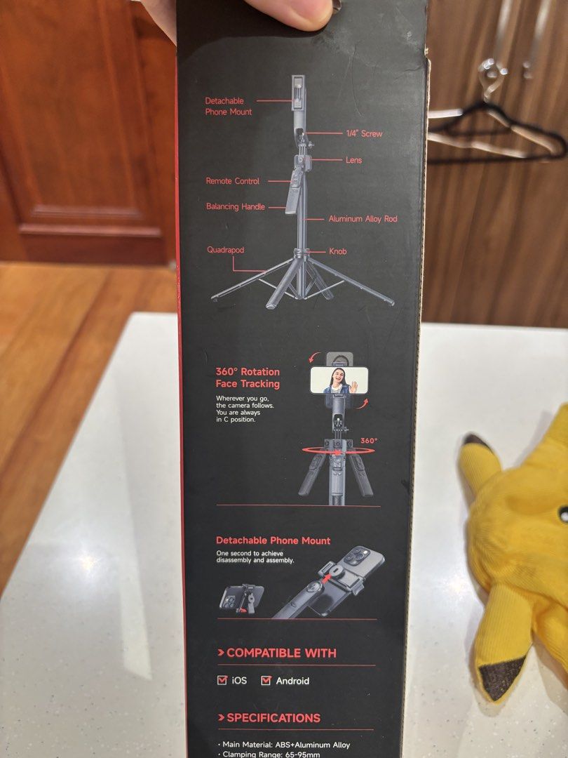 C17 AI Face Tracking Quadrapod Gimbal (Category: Gimbals & Stabilizers ) located in Quezon City. Submitted by bingbnb (Listing ID 1470987157, Image 3). Description: - Model: C17 AI Face Tracking Quadrapod Gimbal - Smart 360-degree face tracking for effortless hands-free recording - Extends up to a massive 1635mm and folds down to a compact 360mm for easy travel - Built-in remote control for convenient shooting - Detachable phone mount for quick s