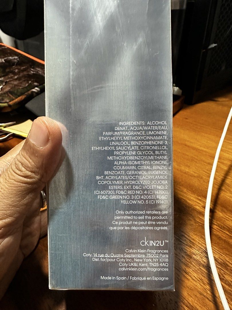 Calvin Klein CK IN2U Him EDT 150ml (Category: Fragrance & Deodorants) located in Quezon City. Submitted by breakstuf50 (Listing ID 1471111426, Image 2). Description: Calvin Klein CK IN2U Him eau de toilette spray. Generous 150ml bottle size, 5.0 fluid ounces. Still wrapped in the original clear plastic packaging box. Fresh stock, manufactured in Spain by Coty. Great everyday masculine scent with citrus and woody notes..
