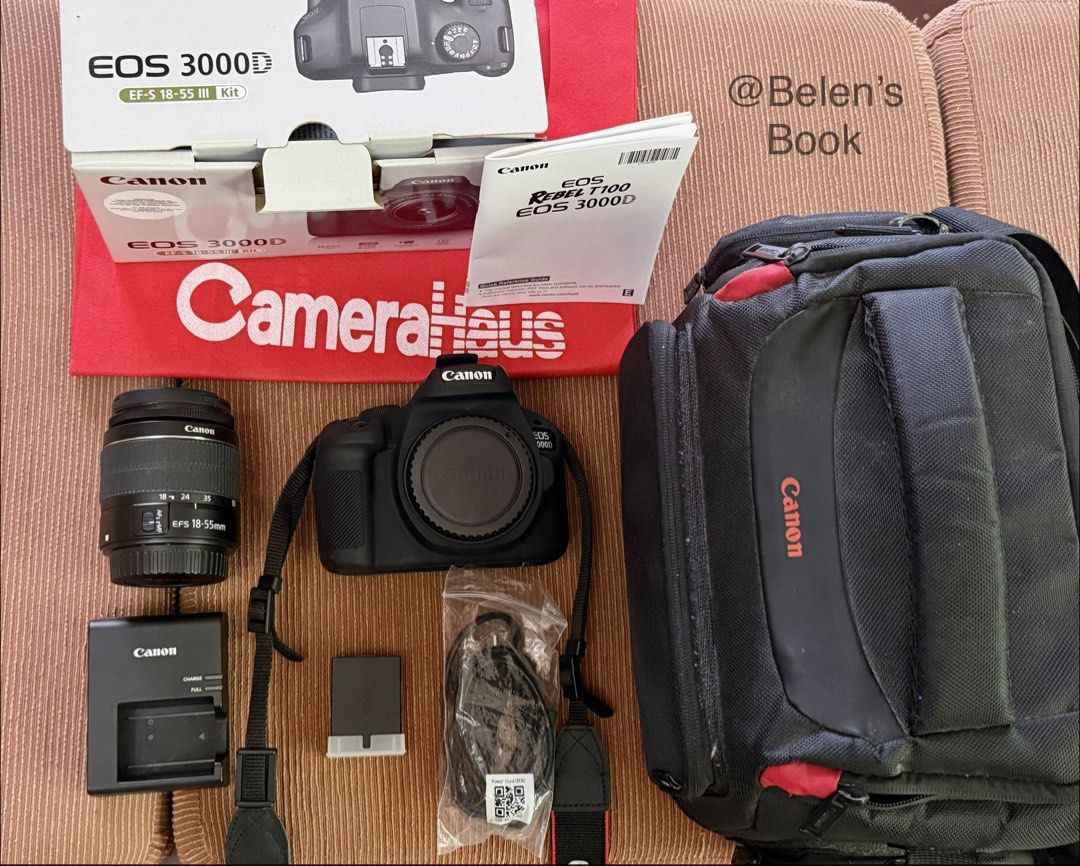 Canon EOS 3000D DSLR Camera Kit with 18-55mm Lens (Category: Cameras) located in Mawab. Submitted by chimchim21 (Listing ID 1471014574, Image 2). Description: FOR SALE: Canon EOS 3000D DSLR Camera 📸 Price: ₱15,000 (Negotiable for sure buyers only) Selling my Canon EOS 3000D because I seldomly use it. I’m planning to use the money to buy a digicam. Complete Package Includes: ✔️ Canon EOS 3000D Camera ✔️ Original Kit Lens (EF-S 18-55mm f/3.5-5.6 I