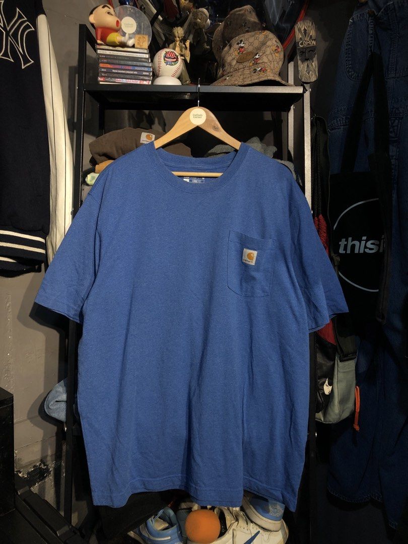 CARHARTT K87 WORKWEAR POCKET TEE (BLUE) (Category: Tshirts & Polo Shirts ) located in San Pablo. Submitted by genesisllo24149 (Listing ID 1471009973, Image 2). Description: CARHARTT K87 WORKWEAR POCKET TEE (BLUE) LENGTH -> 31.5 WIDTH -> 27 ISSUE -> LINTS CONDITION -> GOOD DM TO PURCHASE 📥 DISCLAIMER: - Please manage your expectations, posted items are preloved, used & thrifted -Actual color may vary due to lighting -Flaker will be posted.