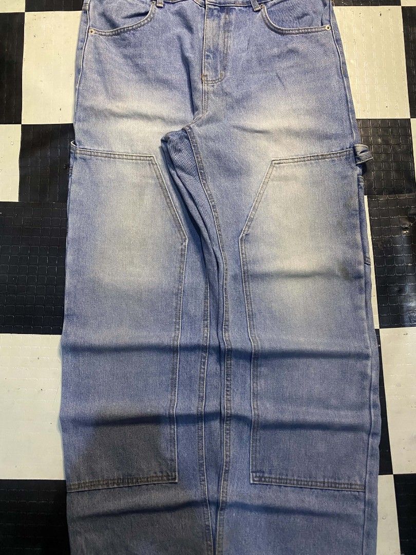 Carpenter Double Knee Pants — Hard Denim (Category: Jeans) located in Talisay. Submitted by trovegalleryonig (Listing ID 1471099602, Image 3). Description: Denim Holics Carpenter Double Knee Pants — Hard Denim Waist: 32 - 34 Length: 43 Thigh: 13 Hem: 9 Issue(s): see last pic minimal only Condition: 9.5/10.