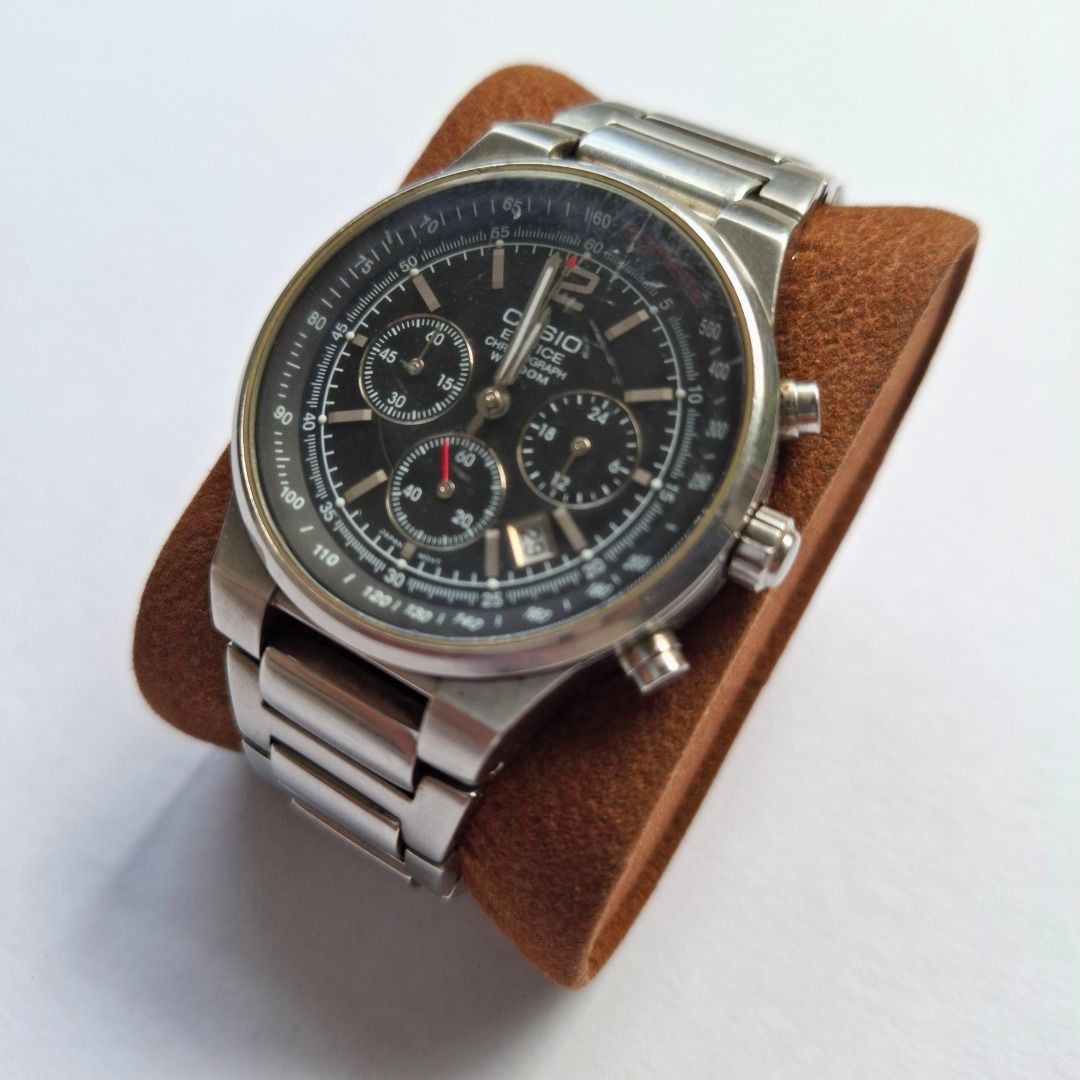 Casio Edifice Chronograph (Category: Men's Watches) located in Calamba. Submitted by mrq.io (Listing ID 1471014074, Image 3). Description: 100% working Working chronograph with new battery No extra links(my wrist is 6in) 📦 Shipping available nationwide 📍 Calamba, Laguna .