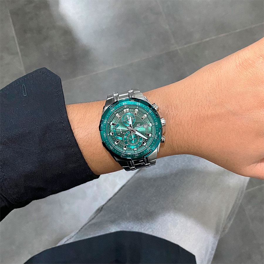 Casio Edifice EFR-539DE-3A BIG CASE Green Analog Chronograph Stainless ...