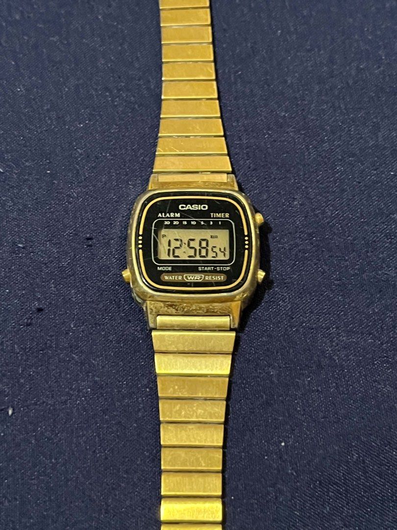 Casio Gold Digital Watch (Category: Women's Watches) located in Dumaguete. Submitted by _preloved09 (Listing ID 1471011448, Image 1). Description: No issues, still working. I dont use it anymore Condition: Battery powered and working, shows normal signs of wear and surface scratches throughout case and band Helping tags: Lacoste, Berny Loc: Dumaguete City Can provide the proof of transaction, it’s authentic! .