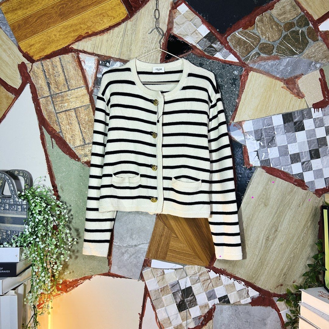 Celine knit set cardigan & top (Category: Luxury Apparel) located in Baguio. Submitted by kckc_luxury (Listing ID 1471094828, Image 3). Description: 🌸 TINY PINK SPOTS ARE LENS DAMAGE, NOT CLOTH STAINS ————————— ❗️KINDLY READ BEFORE MAKING AN OFFER❗️ LISTING DETAILS size:M width x length (inches):(top 20x20) (cardigan 23x21) condition: GOOD CONDITION --- MOP: Gcash / BPI MOD: J&T / JRS LOCATION: Baguio City --- NOTE: • Manage your expectations • 