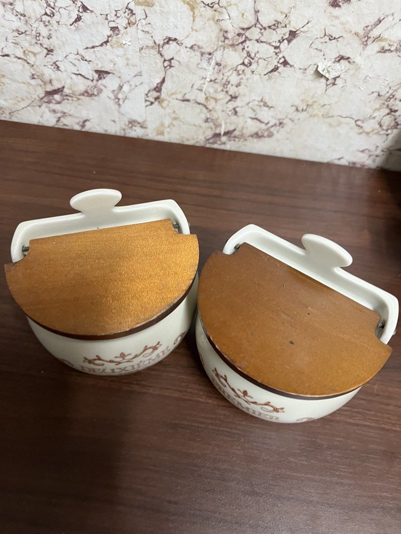 ceramic kitchen canisters with wooden lids (Category: Vases & Decorative Bowls) located in Manila. Submitted by kayerrr.gem (Listing ID 1471040115, Image 3). Description: .