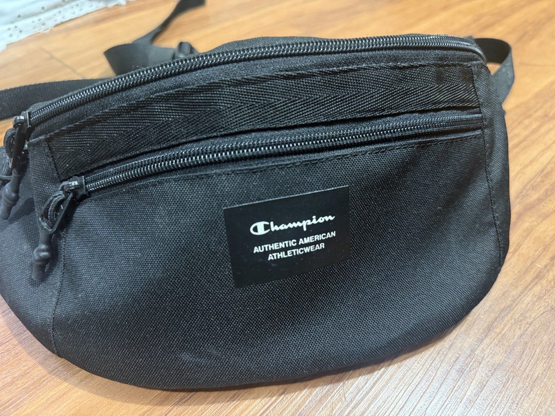 Champion Black Waist/Sling Bag (Category: Belt bags, Clutches and Pouches) located in San Juan City. Submitted by tpwk_harry (Listing ID 1471059943, Image 2). Description: - AUTHENTIC - Bought this in Japan for 1k plus - Selling for a very affordable price - No issues (naka stock nalang po sa bahay at hindi nagagamit) - Adjustable black strap - It’s ready for a new owner😊 Just message me if you’re interested ! .