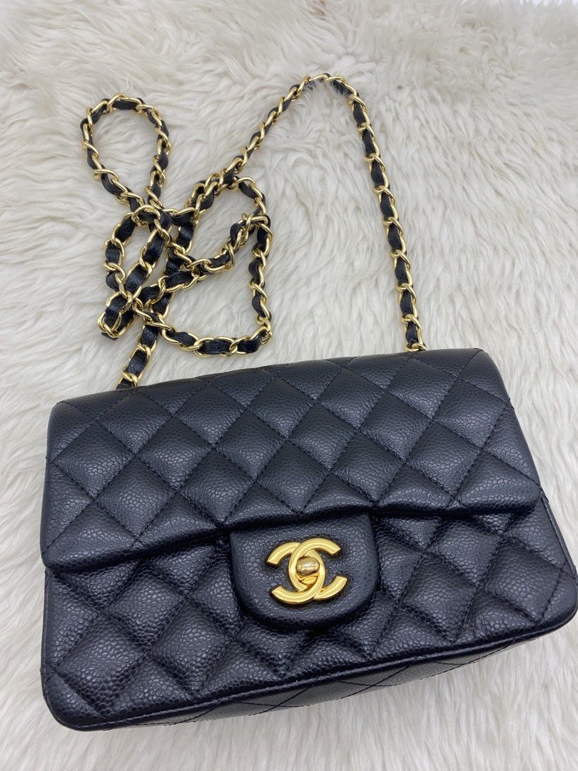 Chanel Black Caviar Leather Classic Flap Bag (Category: Luxury Bags & Wallets) located in Bacolod City. Submitted by chuchaystuffs (Listing ID 1470984151, Image 1). Description: - Brand: Chanel - Material: Black quilted caviar leather - Hardware: Gold-tone with iconic CC turnlock closure - Strap: Intertwined leather and chain shoulder strap - Design: Classic flap with structured shape and clean interior lining - Condition: Great shape, ready for 