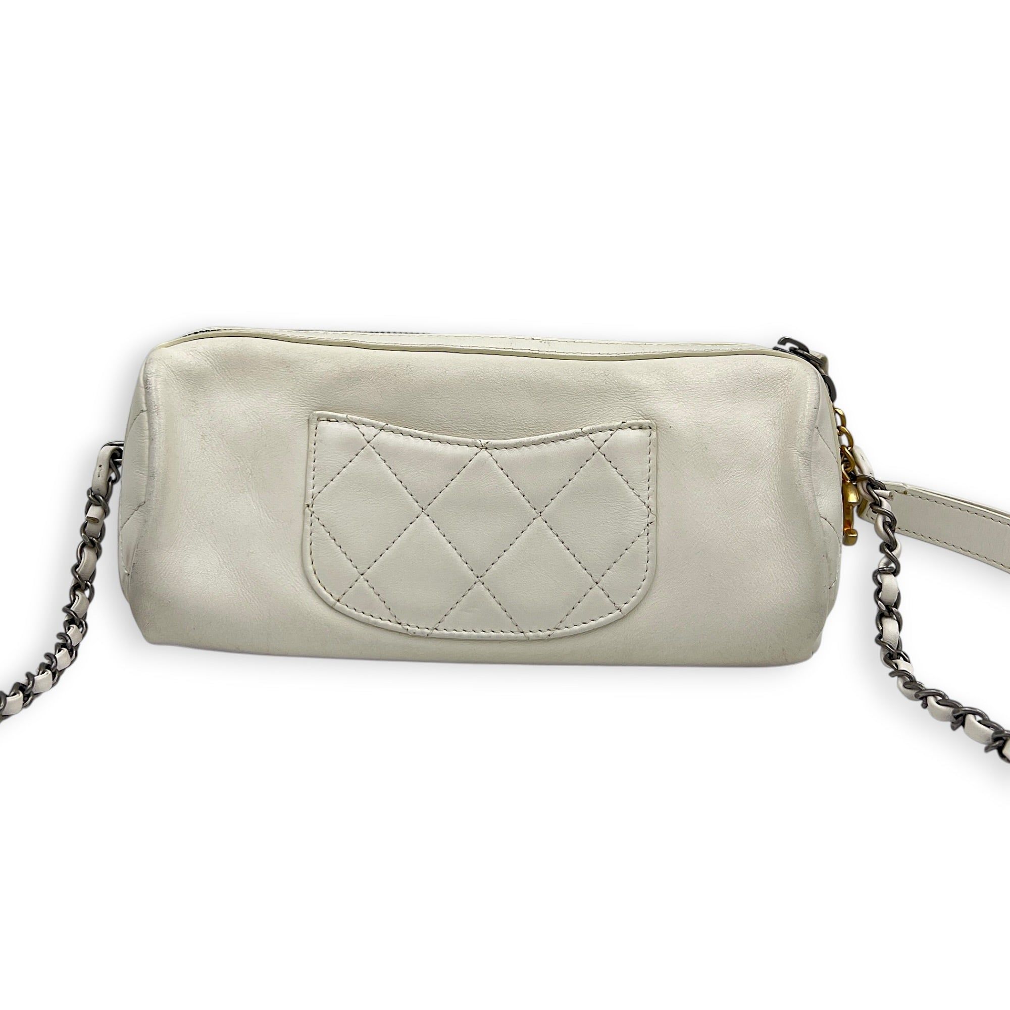 Chanel Chain 20s Signature Bowling White Shoulder Bag in Calfskin ...