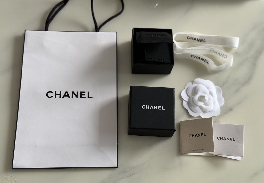 Chanel Jewellery Box Paper Bag Ribbon Camellia Set, Luxury, Accessories ...