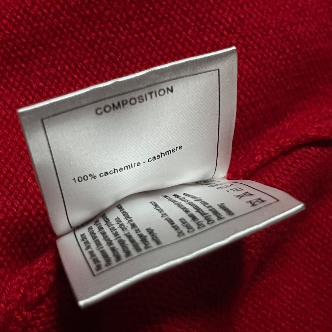 Chanel Red Cashmere Cardigan Size 40 (Category: Coats, Jackets and Outerwear) located in Caloocan City. Submitted by achilles_grails (Listing ID 1471052437, Image 2). Description: - Brand: Chanel - Material: 100% Cashmere (super soft knit) - Color: Bright Red - Size: 40 - Style: Crew neck cardigan with button closure - Special Details: Assorted decorative metal buttons and two small front pockets with clover and flower charms - Finishes: Ribbed c