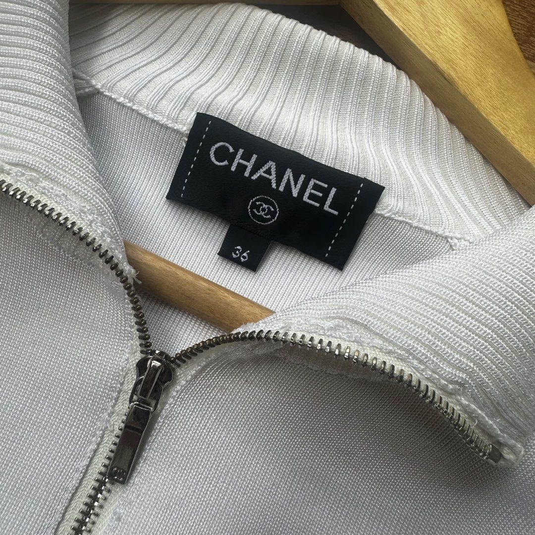Chanel Track Jacket (Category: Coats, Jackets and Outerwear) located in Quezon City. Submitted by retroboominwantsummoh (Listing ID 1470997347, Image 3). Description: Chanel jacket Size 36 Width 17 Length 19 In good condition With sign of usage Needs wash Japan surplus bought .