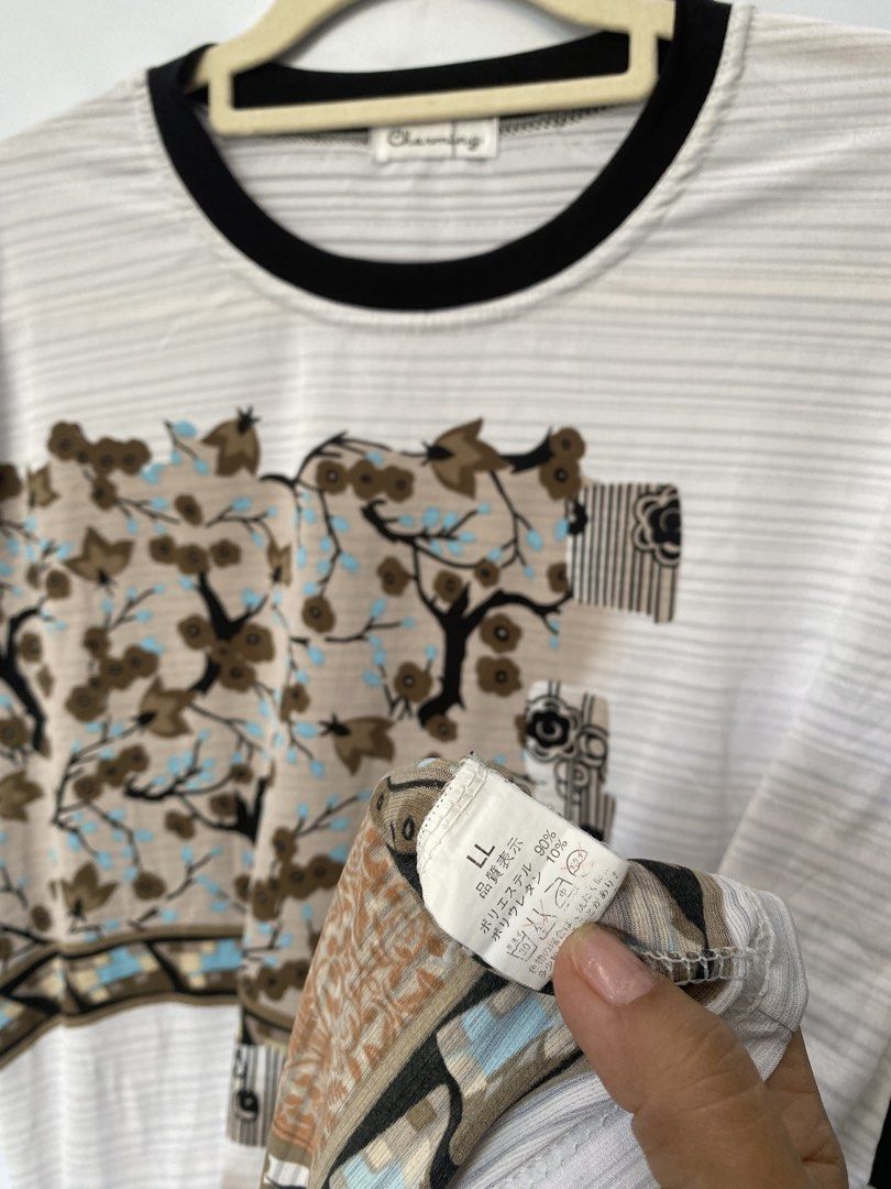 Charming Japan top (Category: Blouses) located in Makati City. Submitted by indaysukaycloset (Listing ID 1471005319, Image 3). Description: Charming Japan Top - ₱100 Floral Tunic / Longsleeve Size LL fits L-XL 90% Poly soft stretch Good as new.