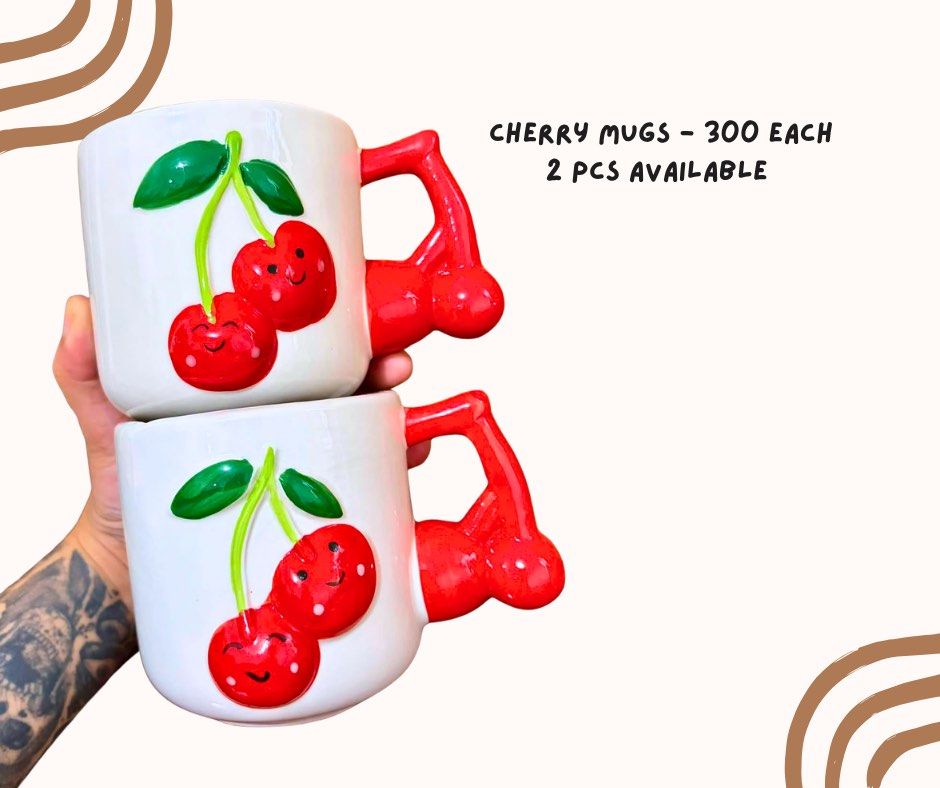 Cherry Big Mugs (Category: Coffee & Tea Tableware) located in Pasig City. Submitted by homeyvibesph (Listing ID 1470964365, Image 1). Description: 2 pcs available .