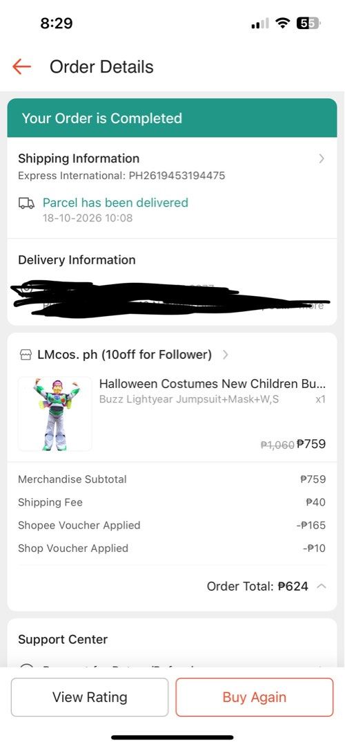 Children Buzz Lightyear Costume Jumpsuit with Mask (Category: Babies & Kids Fashion) located in Cabuyao City. Submitted by newturtle_53ec32 (Listing ID 1470975136, Image 3). Description: - Kids Buzz Lightyear costume - Includes full jumpsuit and matching mask - Condition: Worn once, excellent and clean shape - Perfect for Halloween, trick-or-treating, or costume parties - From a trusted seller in the Philippines.