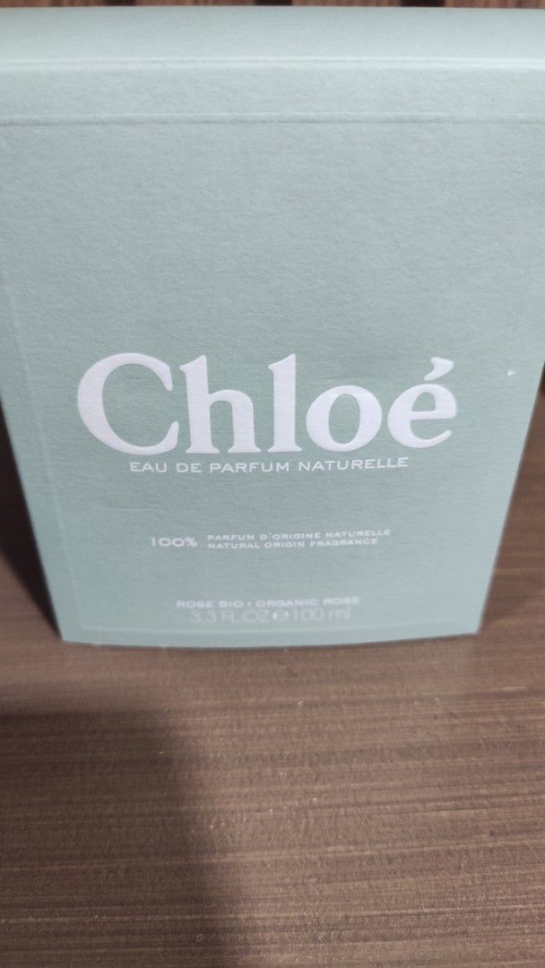 Chloé Eau de Parfum Naturelle 100ml (Category: Fragrance & Deodorants) located in Quezon City. Submitted by friendlym84146 (Listing ID 1471059733, Image 1). Description: - Authentic Chloé Eau de Parfum Naturelle - Volume: 100ml (Full size) - Scent: Fresh and elegant organic rose - Packaging: Beautiful pleated glass bottle with a signature grey ribbon - Inclusion: Comes with original mint green box - Condition: 100% authentic and well-stored - Per