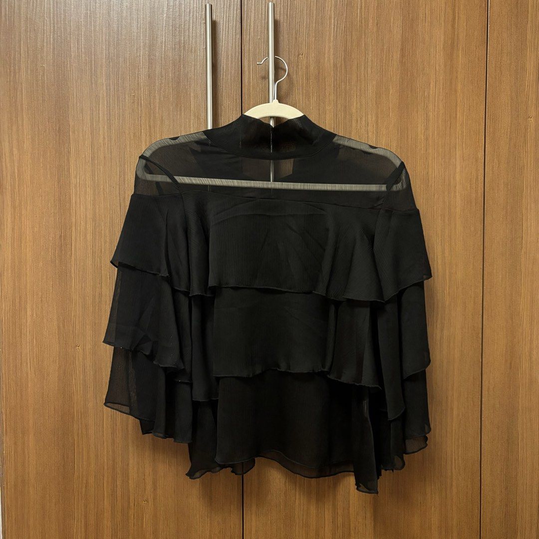 Chloe inspired elegant timeless classy elevated basic old money expensive black ruffle tiered layers high neck chiffon top (Category: Blouses) located in Quezon City. Submitted by fairycatss (Listing ID 1471014623, Image 2). Description: 📌PLEASE READ 🥂Classy and expensive looking 🥂Do not hesitate to ask questions 🥂Check my page for free items if purchase is over a certain amount :) 🥂Please do manage your expectations as these are preloved 🥂