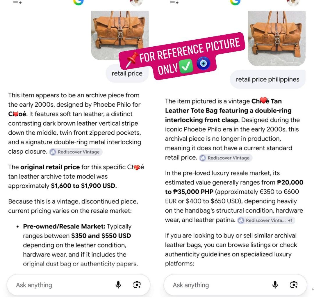 Chloe Tan Leather Tote Bag Authentic💯💯 (Category: Tote Bags) located in Davao. Submitted by SecondhandItems97 (Listing ID 1471005118, Image 3). Description: Large size Includes generic dustbag.