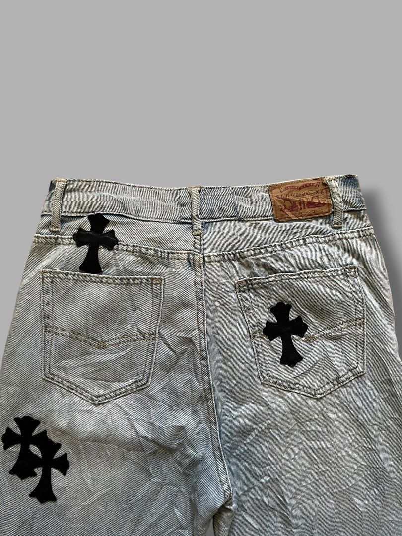 Chrome Hearts x Levi's Denim Pants (Category: Jeans) located in Cebu City. Submitted by dip.thrift (Listing ID 1471040515, Image 3). Description: Chrome Hearts x Levi's Jeans ▫️Missing Tags ▫️Waistline: 30-32 Length: 41 Thigh: 12 Leg Opening: 8.5 ▫️Issue: None ▫️Color Rate: 10/10 ▫️Condition: 10/10.