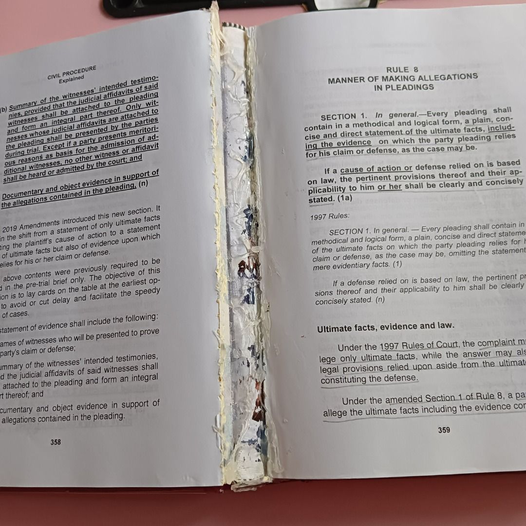 Civil Procedure Explained Volume 1 (2021) by Dean Noche (Category: Textbooks) located in Quezon City. Submitted by shuangjiang (Listing ID 1470960835, Image 3). Description: Book title: Civil Procedure Explained with 2019 Amendments and Up-to-date Jurisprudence Volume 1 (2021) Author: Dean Maria Concepcion S. Noche Condition: minimal annotations (ballpen, mostly pencil), broken book spine (central books issue), bought in 2021 but used only for 3 