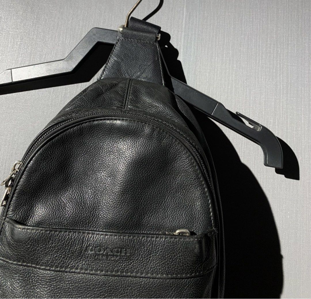 Coach Body Bag (Charles) (Category: Luxury Bags & Wallets) located in Bacolod City. Submitted by garagehunterbuyandsale (Listing ID 1471051711, Image 3). Description: For days that require movement, this Charles sling backpack from Coach mixes black leather with mesh for a lighter feel. The compact build keeps essentials close. It works well with travel outfits, casual layers, or off-duty styling. Gender Men Includes The Luxury Closet Packaging H