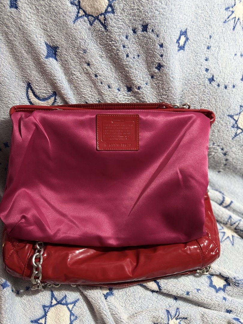 Coach Red Quilted Patent Leather Shoulder Bag (Category: Luxury Bags & Wallets) located in Manila. Submitted by yanna1972 (Listing ID 1470971504, Image 3). Description: NOT FOR MASELAN ! - price is negotiable for sure buyer - see the pics for the issues - buy at ur own risk ! MOP: gcash or MariBank MOD : j&t and lalamove if within manila .
