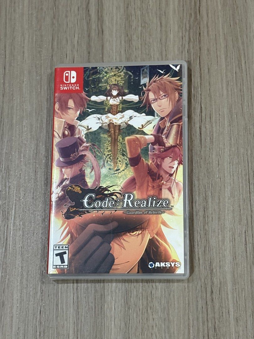 Code: Realize Guardian of Rebirth Nintendo Switch Game (Category: Nintendo) located in Manila. Submitted by kesodebola123 (Listing ID 1471008138, Image 1). Description: - Title: Code: Realize Guardian of Rebirth - Platform: Nintendo Switch (Physical Cartridge) - Genre: Otome Visual Novel / Steampunk - Publisher: Aksys Games - ESRB Rating: Teen - Condition: Clean case, fully working disc/cartridge.