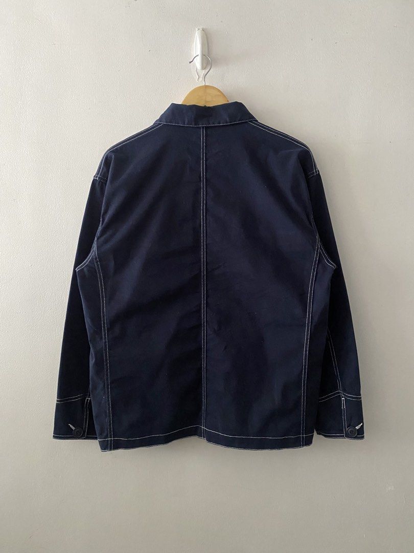 Coen Japan Navy Blue Contrast-Stitch Work Jacket (Category: Coats, Jackets and Outerwear) located in Quezon City. Submitted by rlphvncntbs (Listing ID 1470993277, Image 2). Description: Coen Japan Navy Blue Contrast-Stitch Work Jacket Size: Medium Measurements: 22" x 26" Excellent Condition ₱2,500 + SF (Negotiable).