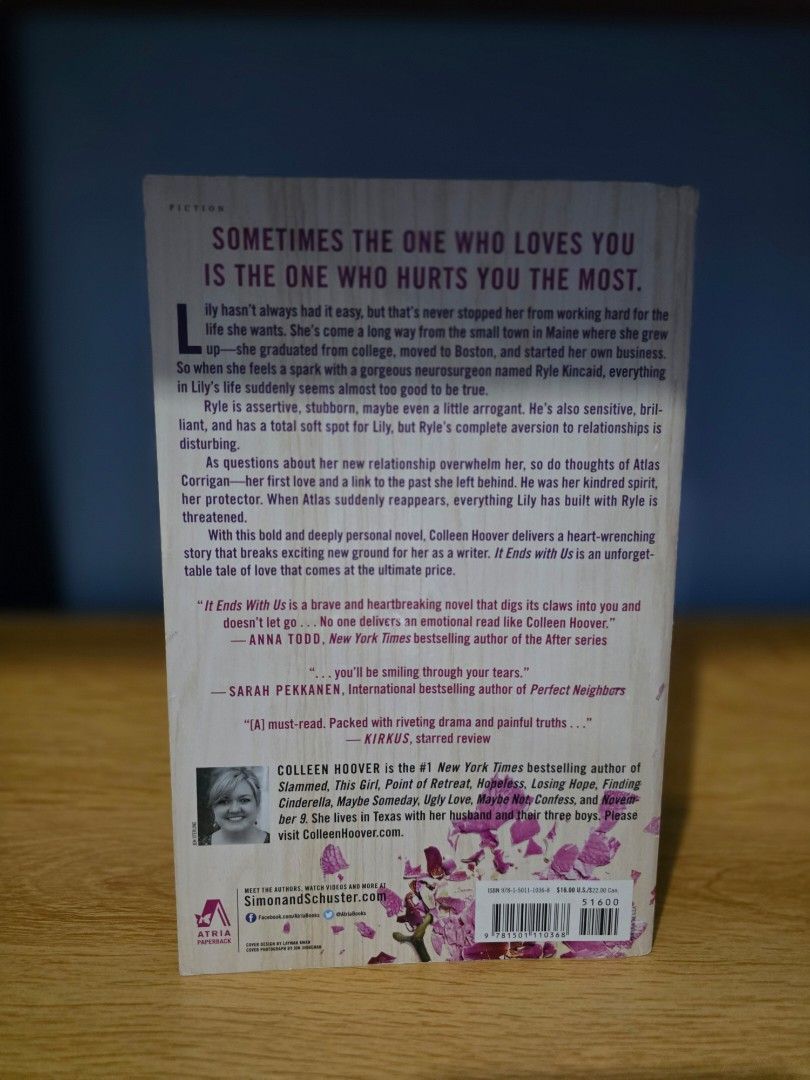 Colleen Hoover - It Ends With Us (cute cover) (Category: Storybooks) located in Rizal. Submitted by mintcookieph (Listing ID 1471078090, Image 2). Description: preloved cute or premium cover paperback US edition pm for condition mop: gcash / maya / gotyme mod: j&t / sco / lalamove.