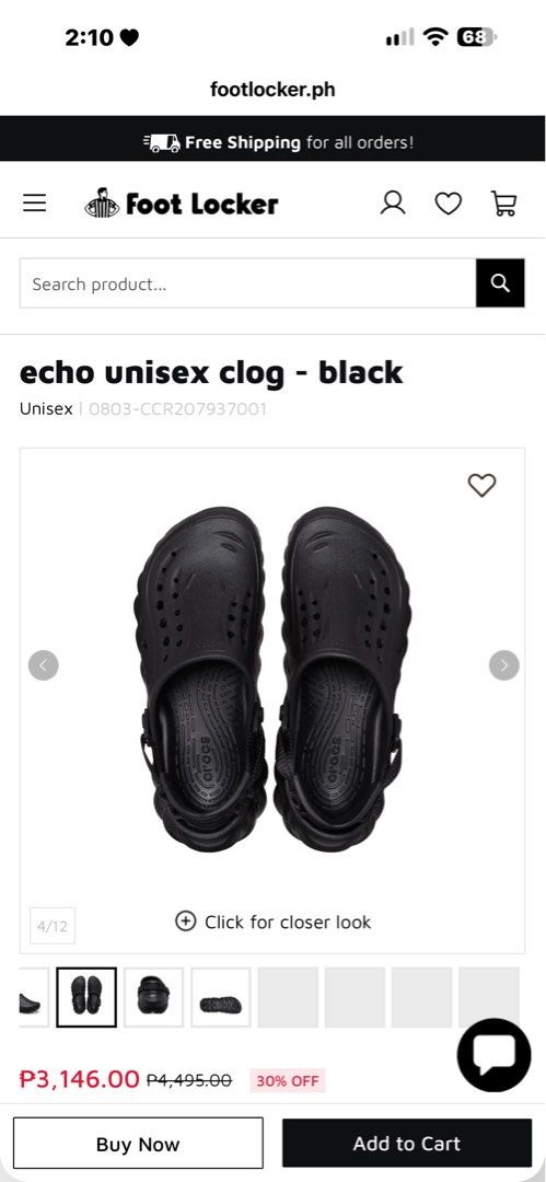 Crocs echo unisex clog - black (Category: Slippers & Slides) located in Angeles City. Submitted by royal_vintage_thriftshop (Listing ID 1470986316, Image 1). Description: Authentic echo unisex clog - black Very good condition Only shoes No box.