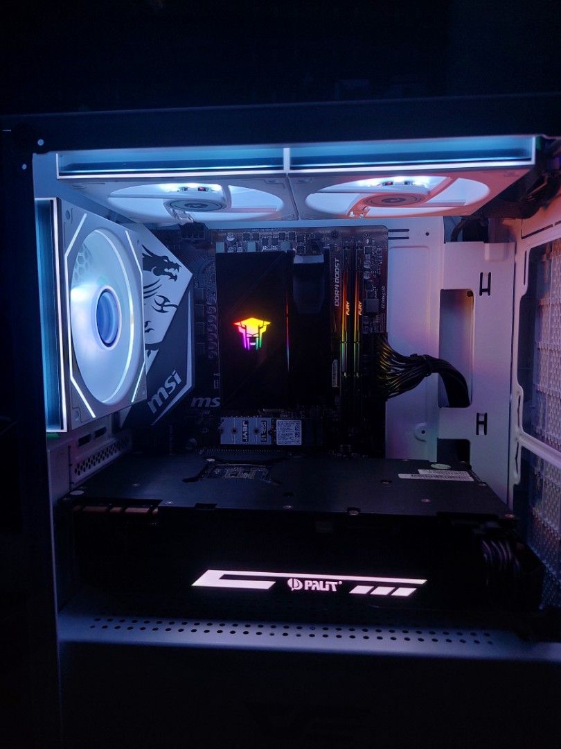 Custom Gaming PC MSI Motherboard Palit GPU (Category: Desktops) located in Baguio. Submitted by rezxpade (Listing ID 1471092784, Image 3). Description: Newly Built Gaming PC For Sale SPECS: - Ryzen 5 2600 - HyperXFury 16GB 8X2 DDR4 2666MHZ - Palit GeForce GTX 1070 JetStream 8GB - MSI B450M Pro Max-II Motherboard - Samsung 256GB M.2 NVME SSD - Coolermaster 550 Watts 80+ Bronze - DarkFlash M305 Tempered m-ATX Case - Inplay Omniview 3X Fans - Inplay