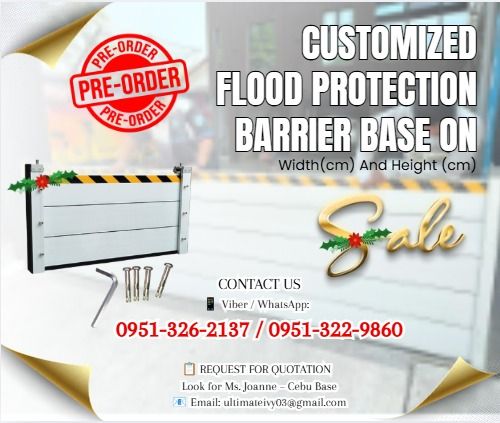 Customized Flood Protection Barrier Base on Width(cm) And Height (cm) (Category: Everything Else Others) located in Caloocan City. Submitted by jynneyu68319 (Listing ID 1470941410, Image 1). Description: Each panel is 20 cm in height, while the width will be customized according to the actual size of the gate or door. The price will be based on the size, which can be customized according to your required dimensions. 📩 CONTACT US FOR INQUIRIES AN