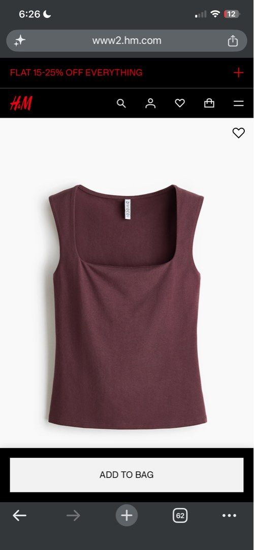 Dark Purple/Burgundy Top (Category: Sleeveless) located in Cebu City. Submitted by leighreina78606 (Listing ID 1471056368, Image 1). Description: H&M dark purple/burgundy sleeveless top brand new s-m Cebu City.