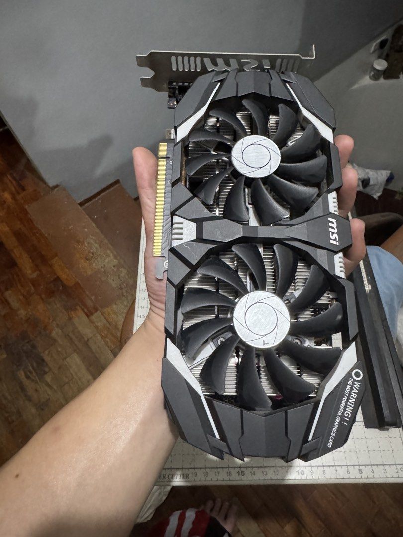 DEFECTIVE MSIGeForce GTX 1060 6GB GPU (Category: Computer Parts) located in Cainta. Submitted by gaabrieladvincula123 (Listing ID 1471077365, Image 1). Description: - Model: GeForce GTX 1060 6GT OCV1 graphics card - Interface: Standard PCIe - Condition: Dusty from storage, sold as-is - With issue if browsing okay naman pero gaming namamatay siya kayo na bahala mag paayos. 1k-1.5k price range Marikina loc.