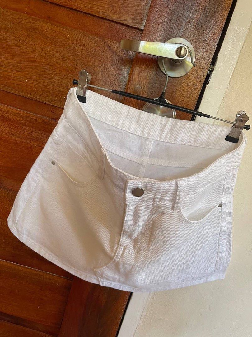 Denim Mini Skort (Category: Other Bottoms) located in San Luis. Submitted by revibeee (Listing ID 1470952079, Image 3). Description: FOR SALE DENIM MINI SKORT COLOR WHITE WITH SIDE POCKETS (FRONT AND BACK) SIZE SMALL ON TAG LIKE NEW CONDITION CAN PASS AS BN CAN FIT SIZE 27 TO 28 WAISTLINE LENGTH 12 INCHES | LEG HOLE 10 INCHES COLOR RATE 9.5/10 NO ISSUE KINDLY CHECK THE PHOTOS FOR THE COMPLETE DETAILS SUPER NICE IN ACTUAL NON STRETCH COLOR MAY VAR