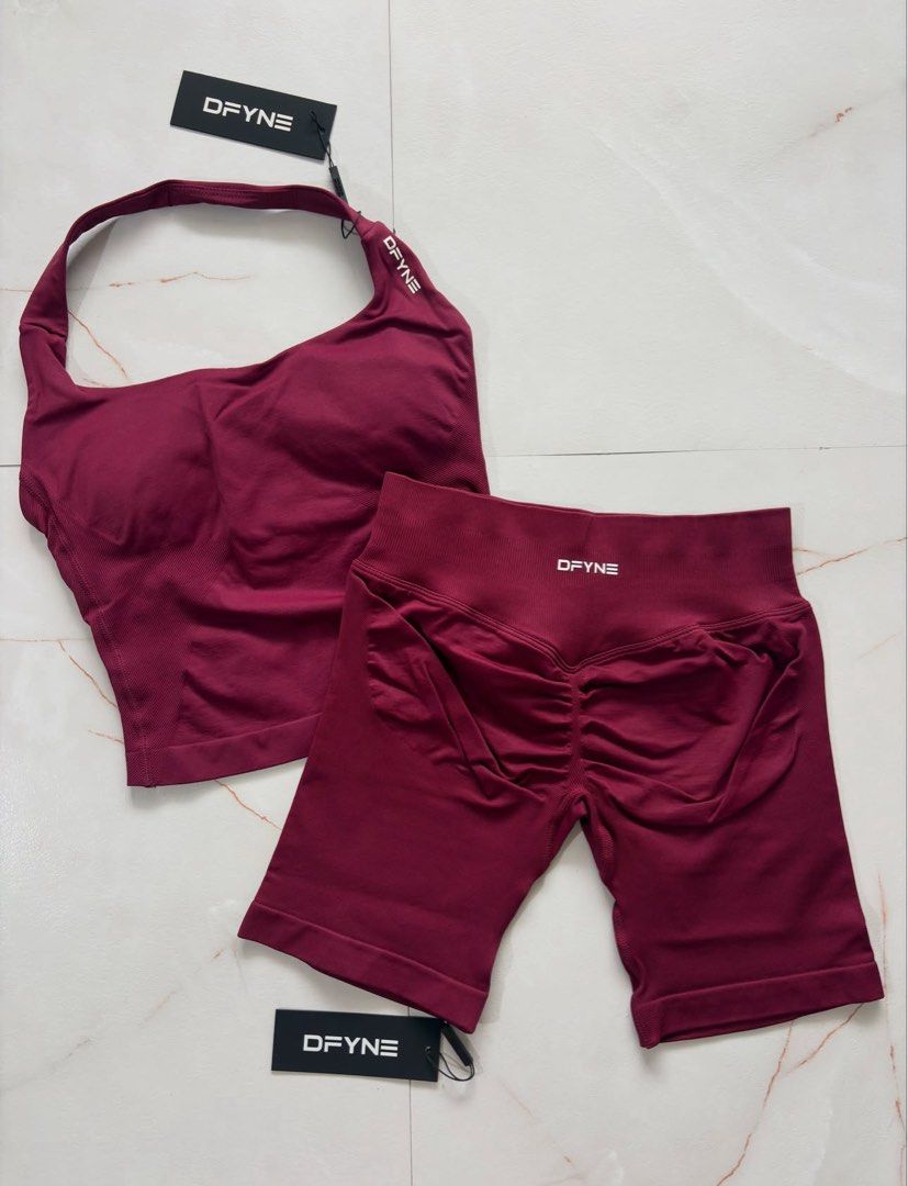 DFYNE ALL ORIGINAL - Winterberry XS (Category: Activewear) located in Paranaque City. Submitted by mmacita (Listing ID 1471000606, Image 1). Description: Color : Winterberry Dfyne Halter top XS Impact Shorts XS Includes pouch, tags with qr and pouch with qr All original not fake good as brand new. ₱2,499 FIXED.