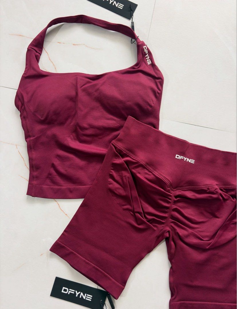 DFYNE ALL ORIGINAL - Winterberry XS (Category: Activewear) located in Paranaque City. Submitted by mmacita (Listing ID 1471000606, Image 3). Description: Color : Winterberry Dfyne Halter top XS Impact Shorts XS Includes pouch, tags with qr and pouch with qr All original not fake good as brand new. ₱2,499 FIXED.