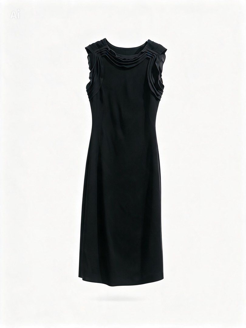 DIANE VON FURSTENBERG (Category: Dresses) located in Davao. Submitted by sart0ria85 (Listing ID 1470951716, Image 1). Description: Classic Black knee length Sleeveless fitted midi dress with detailed ruffles along the neckline and shoulders - Authenticity: Includes original DVF collar tag and holographic authenticity tag near the seam. 97%COTTON 3%ELASTANE MADE IN CHINA 🇨🇳 XXS SIZE 0. Also perfect for size 2 XS because of thr stretch. EXCELLENT