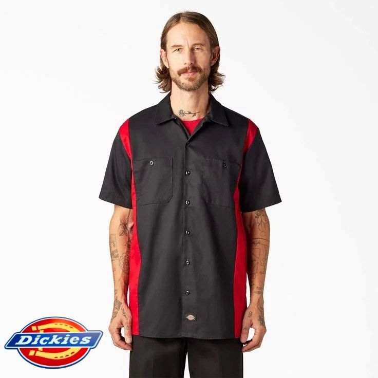 Dickies Polo, Workwear, Two Tone,Short Sleeve. (Category: Tshirts & Polo Shirts ) located in Aroroy. Submitted by rewear_r3volution (Listing ID 1470162434, Image 1). Description: Size Large on tag but fit can fit to medium. Color rate 10/10 Issue: N/A Dimensions: 22x28 Message us for more details! .