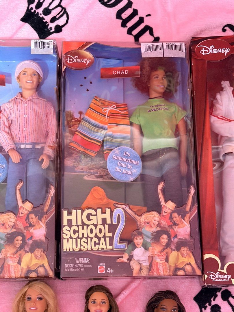 DISNEY HIGHSCHOOL MUSICAL DOLL SET TAKEALL (Category: Kids Toys) located in Manila. Submitted by mgabbisaniel (Listing ID 1470968000, Image 3). Description: - Complete your Disney collection with this High School Musical 2 doll set - Includes 4 boxed character dolls: Ryan, Chad, Gabriella, and Troy - Comes with 3 extra loose fashion dolls - Boxed sets are in original, unopened packaging - Great display piece for fans and collectors - Ships secure